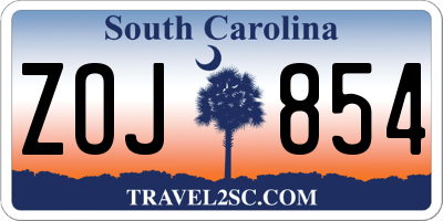 SC license plate ZOJ854