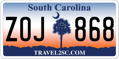 SC license plate ZOJ868