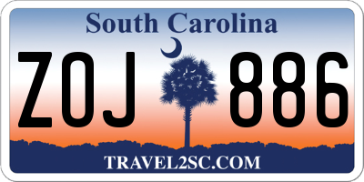 SC license plate ZOJ886