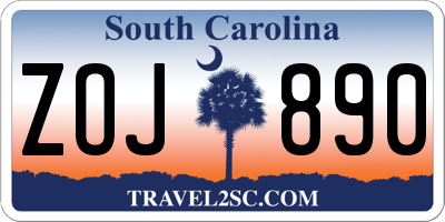 SC license plate ZOJ890