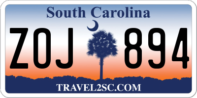 SC license plate ZOJ894