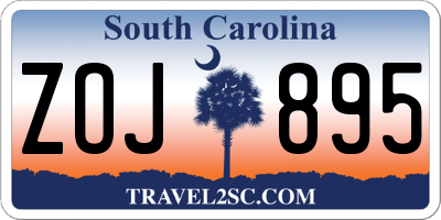 SC license plate ZOJ895