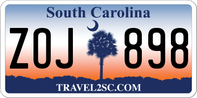 SC license plate ZOJ898