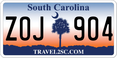 SC license plate ZOJ904