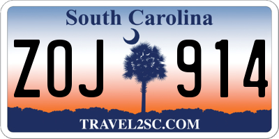 SC license plate ZOJ914