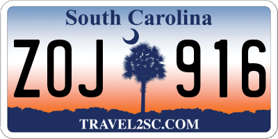 SC license plate ZOJ916