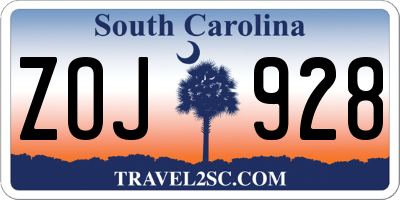 SC license plate ZOJ928