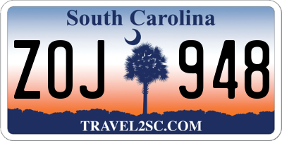 SC license plate ZOJ948