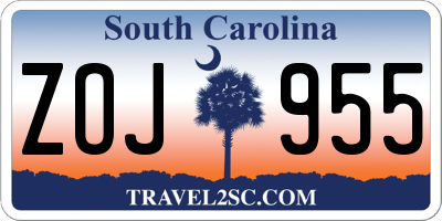SC license plate ZOJ955