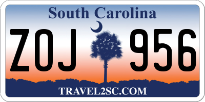 SC license plate ZOJ956