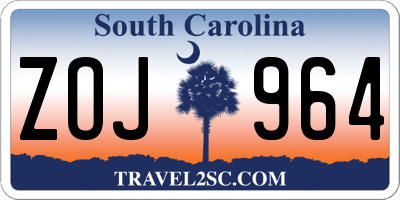 SC license plate ZOJ964