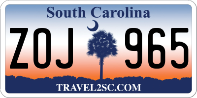 SC license plate ZOJ965