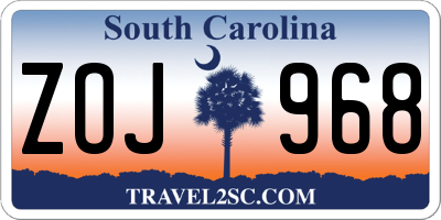 SC license plate ZOJ968