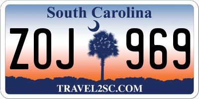 SC license plate ZOJ969