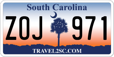 SC license plate ZOJ971