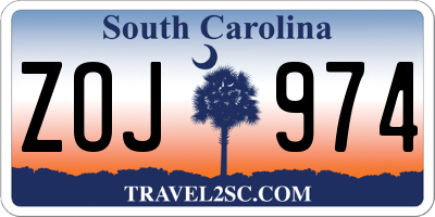 SC license plate ZOJ974