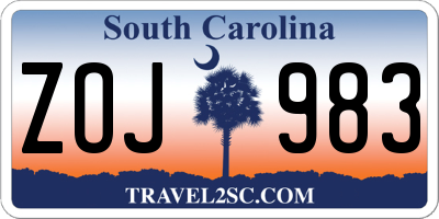 SC license plate ZOJ983