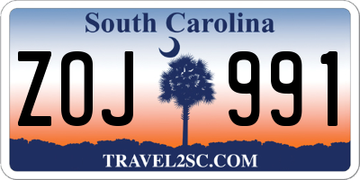 SC license plate ZOJ991