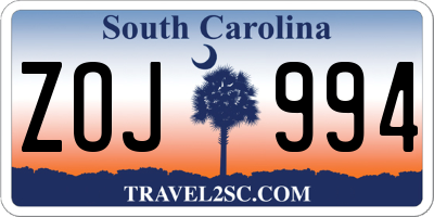 SC license plate ZOJ994