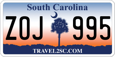 SC license plate ZOJ995