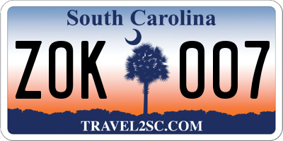 SC license plate ZOK007