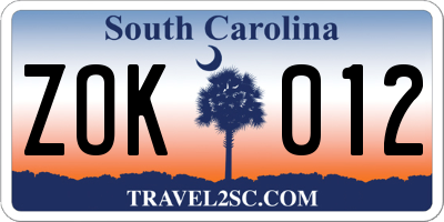SC license plate ZOK012