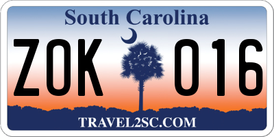 SC license plate ZOK016