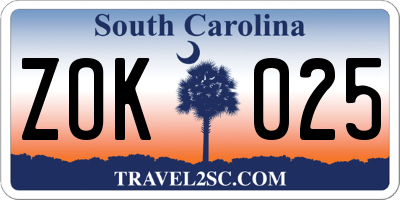 SC license plate ZOK025