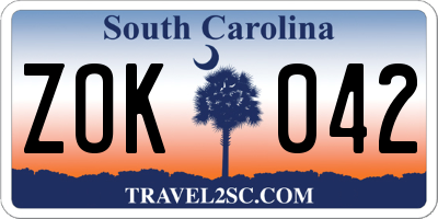 SC license plate ZOK042