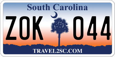 SC license plate ZOK044
