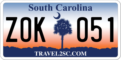 SC license plate ZOK051