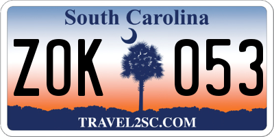 SC license plate ZOK053
