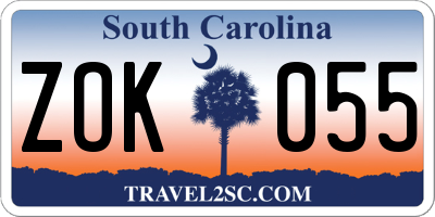 SC license plate ZOK055