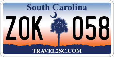 SC license plate ZOK058