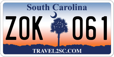 SC license plate ZOK061