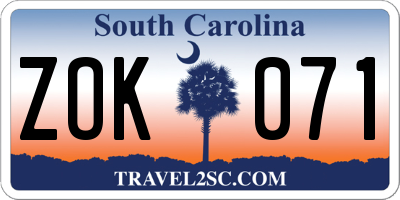 SC license plate ZOK071