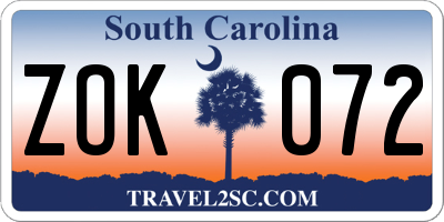 SC license plate ZOK072