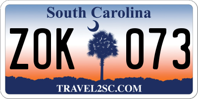 SC license plate ZOK073