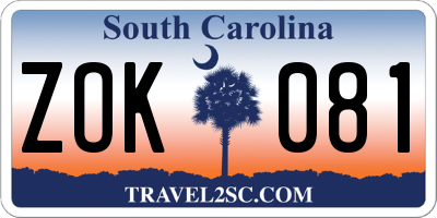 SC license plate ZOK081