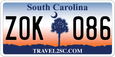 SC license plate ZOK086