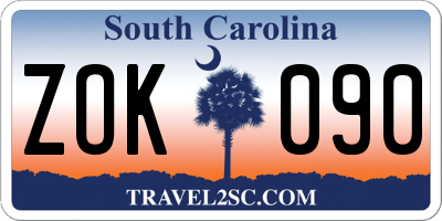 SC license plate ZOK090