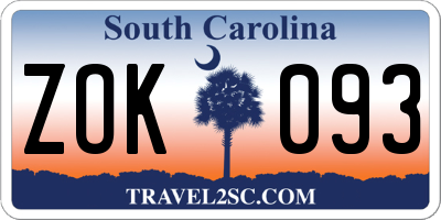 SC license plate ZOK093