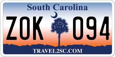 SC license plate ZOK094