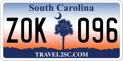 SC license plate ZOK096