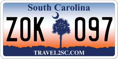 SC license plate ZOK097