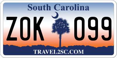 SC license plate ZOK099