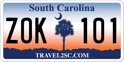 SC license plate ZOK101