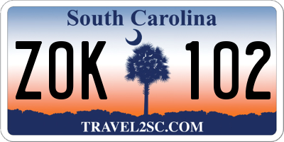 SC license plate ZOK102