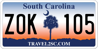 SC license plate ZOK105