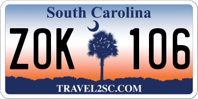 SC license plate ZOK106